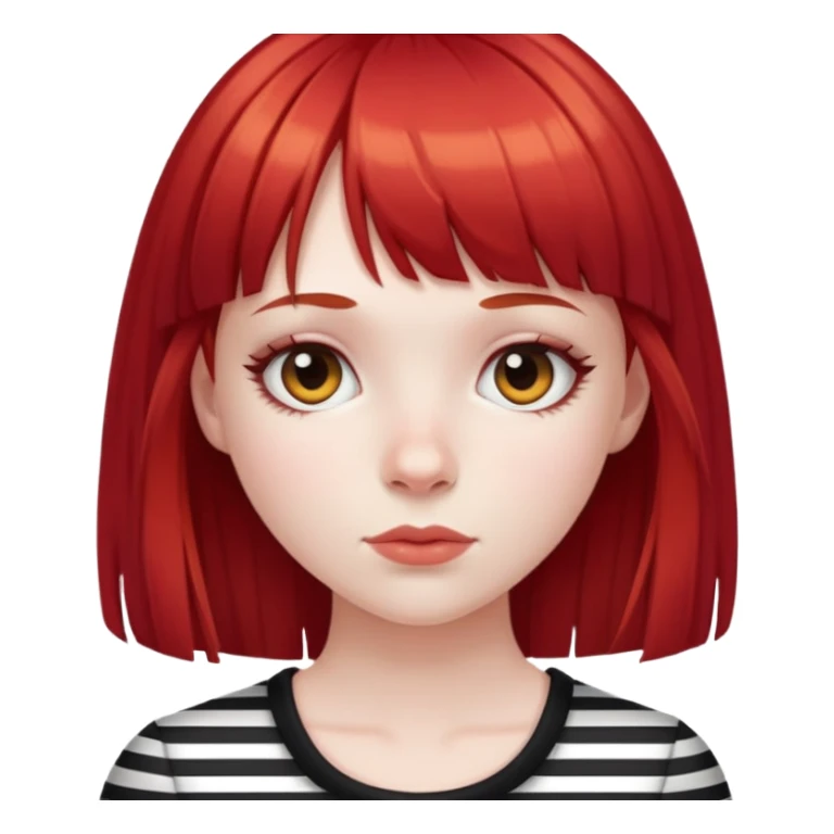 Pale girl, black striped red hair and bangs sticker