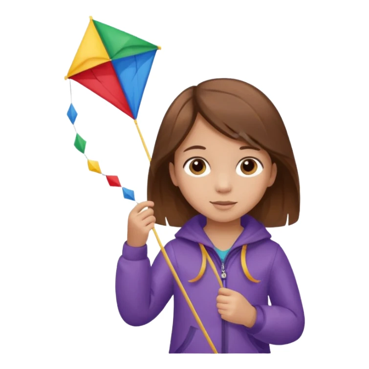 little girl kid holding kite sticker