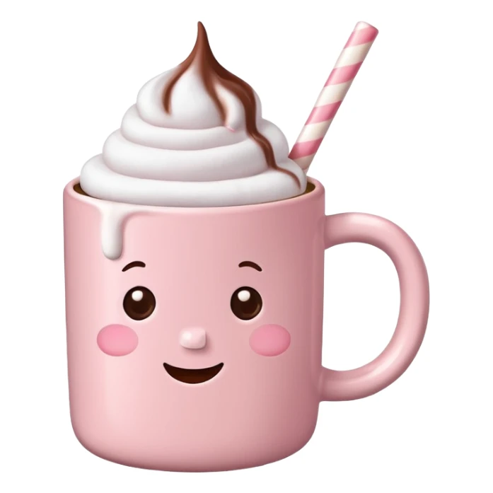 Light Pink mug of hot chocolate with marshmallows  sticker