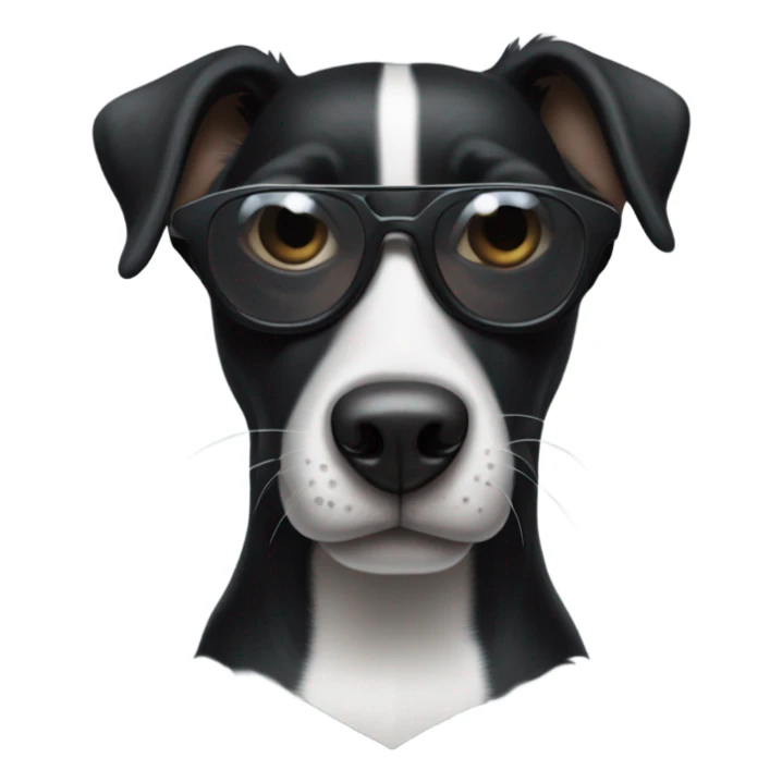 Black dog with white stripe wearing Oakley sunglasses  sticker