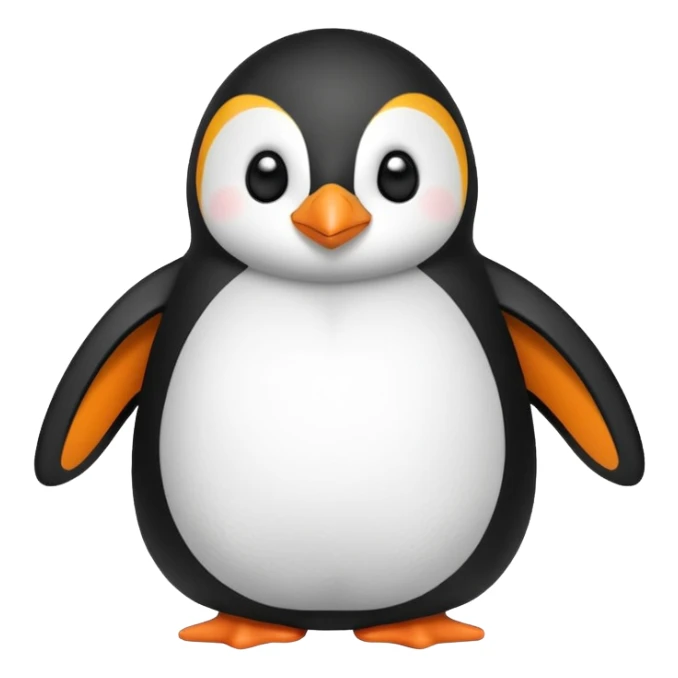 Adorable fluffy penguin plush with the letters YH on the belly sticker