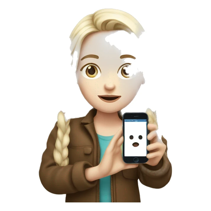 a girl with white skin holds a phone in her hand sticker