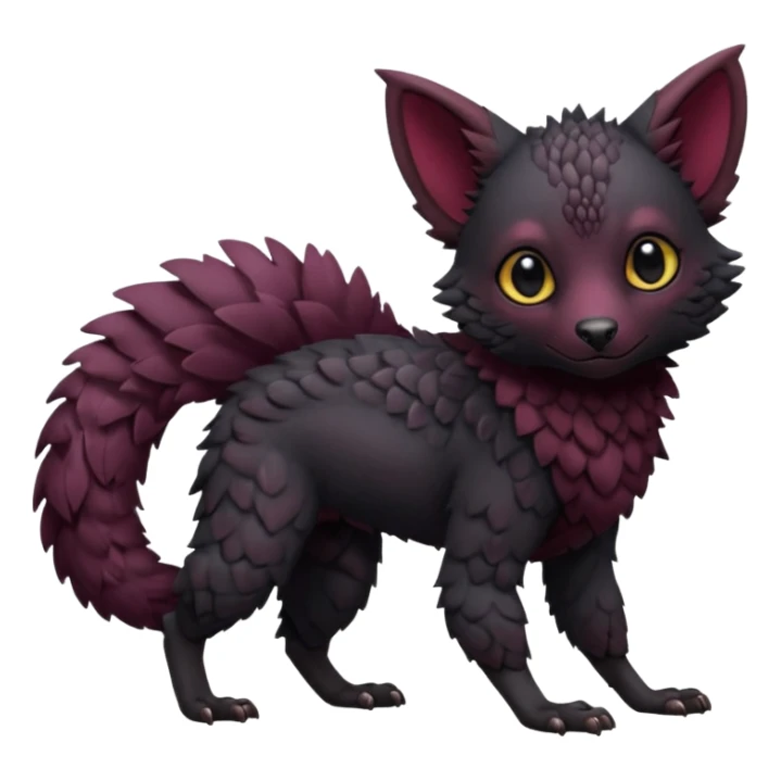 Cute cool realistic black Trico-hybrid-creature dark burgundy (full body) sticker