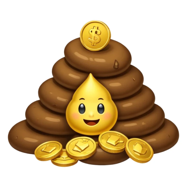 emoji combinant un tas de caca et une pièce d'argent sticker