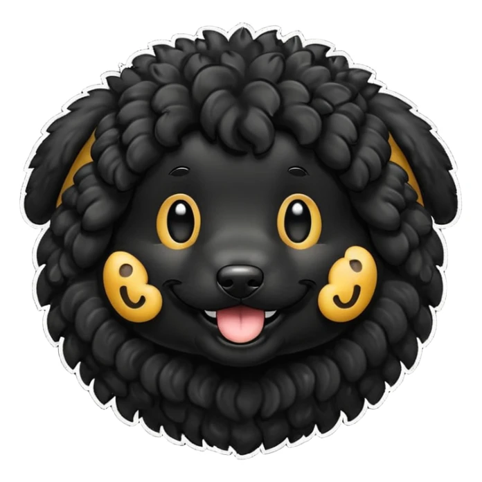 all black double doodle dog no background emoji sticker