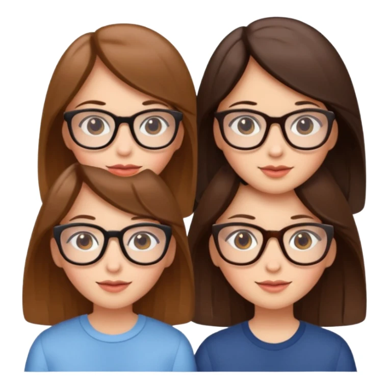 three girls, two brunettes and one light brown-haired with glasses sticker