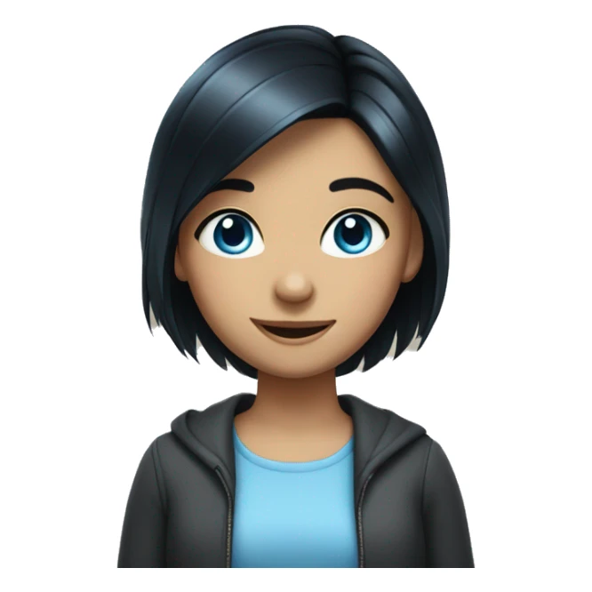 Smiling girl with black hair and blue eyes sticker