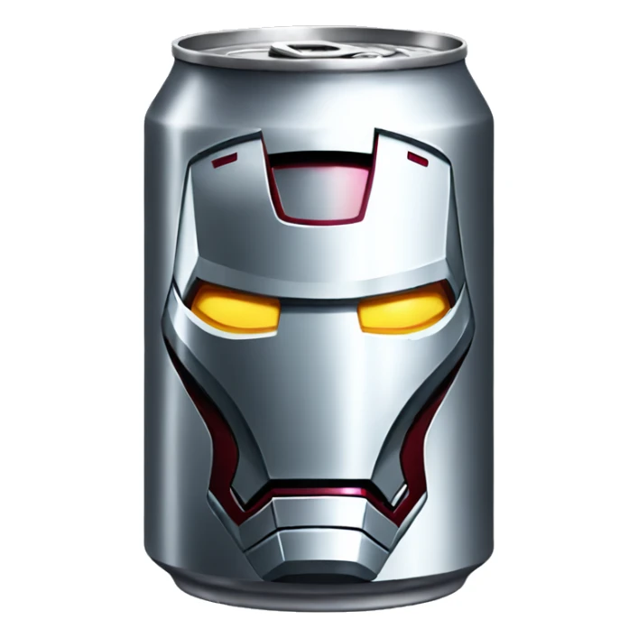 a can of a drink of iron man sticker