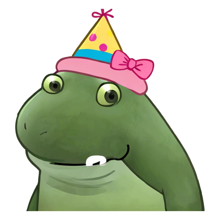 Manatee wearing a party hat pink  bows sticker