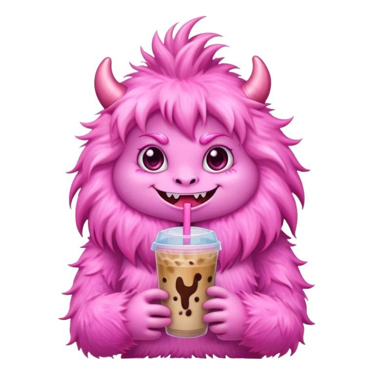 Fluffy Girl monster with iced coffee sticker