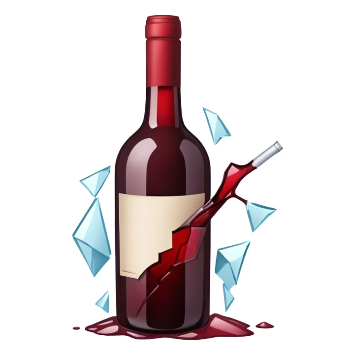 red wine broke glass bottle sticker