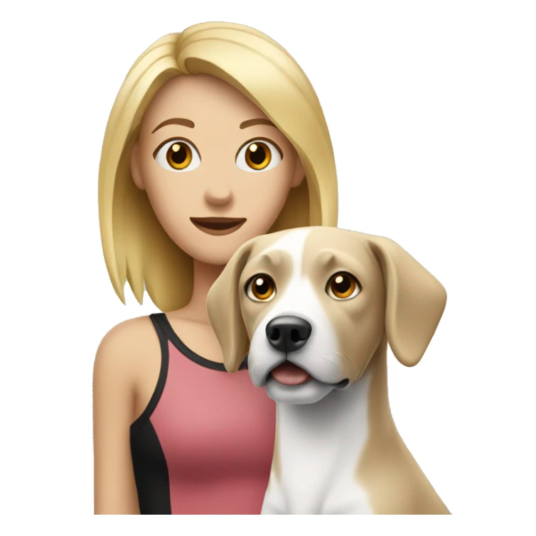 Blond woman near a white and black dog  sticker