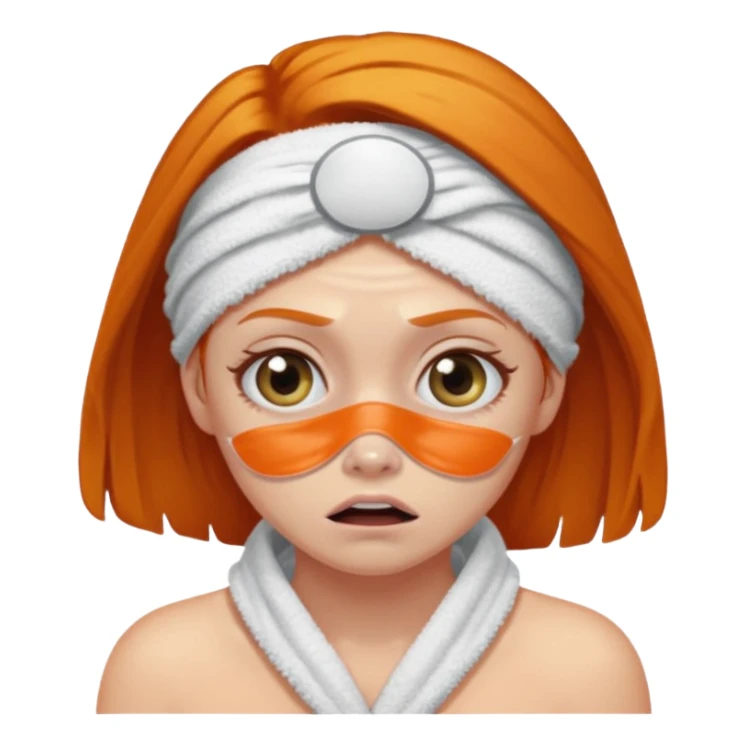 scared ginger girl with bath towels and eye patches sticker