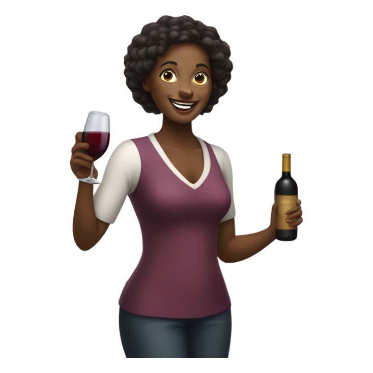Black woman tipsy with bottle of wine in hand sticker