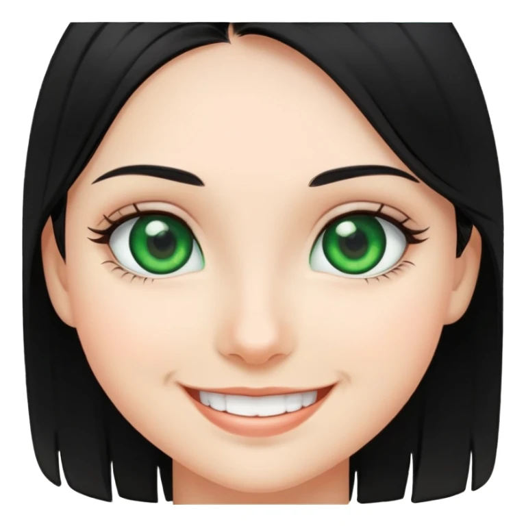 smiling girl, black hair and green eyes sticker