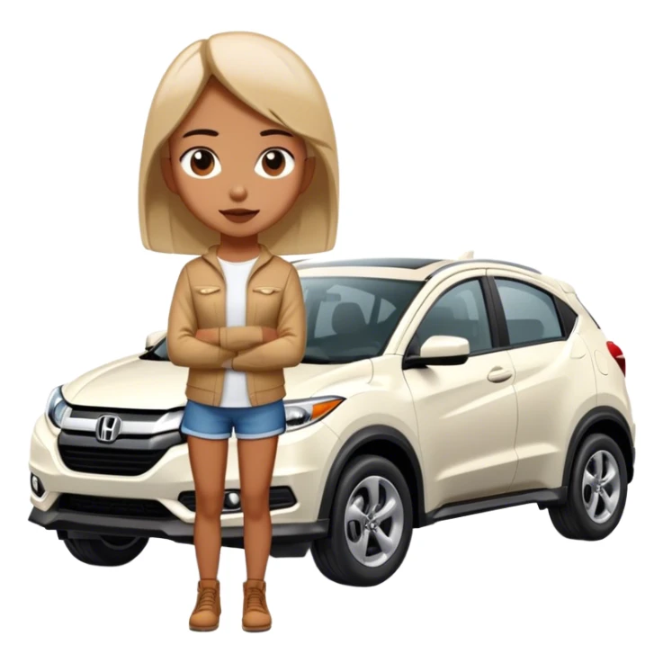 Girl standing with white Honda hr-v sticker