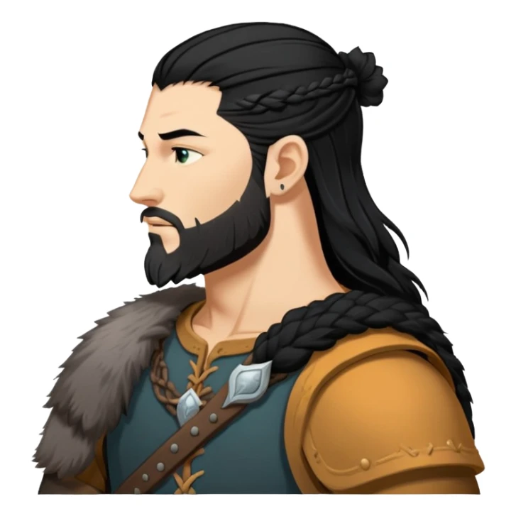 Ragnar side face emoji with black hair sticker
