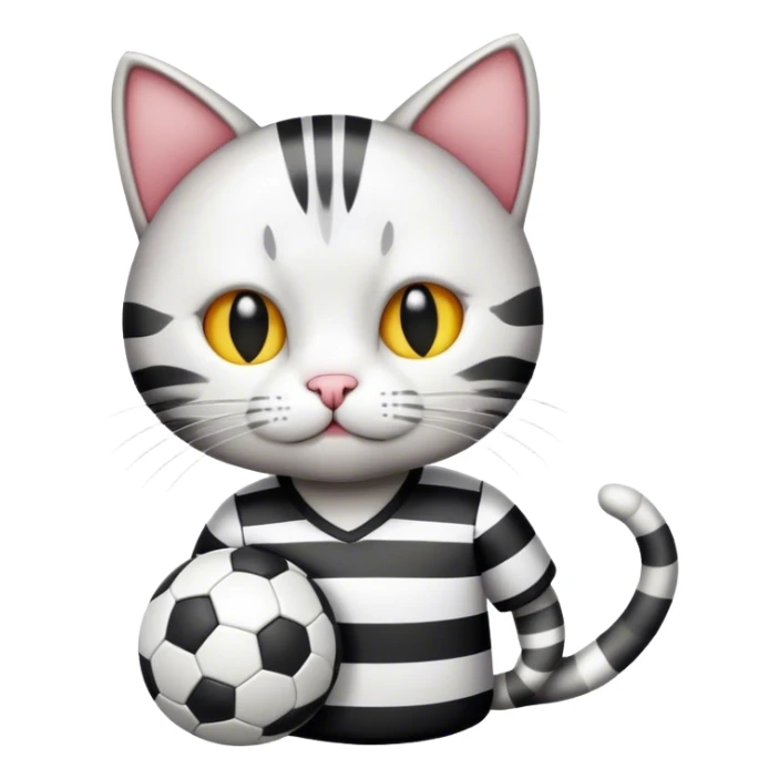cat wearing black and white stripped football shirt sticker