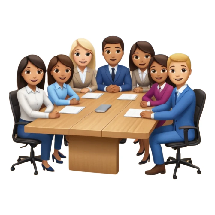 saying goodbye a group of coworkers in meeting room in long rectangular table sticker