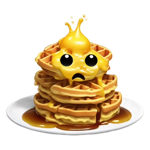 Monster made out of waffles and eggs dripping in syrup  sticker