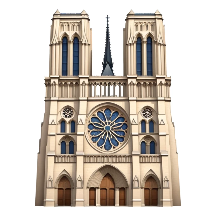 Notre Dame Cathedral in Paris with its iconic Gothic architecture, twin towers, and rose window sticker