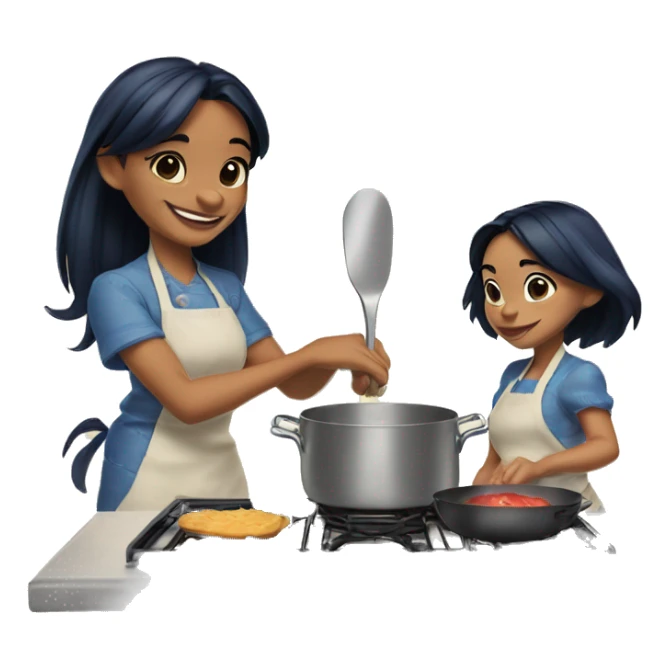 Lilo & Stitch cooking together  sticker