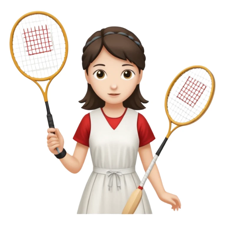 ancient hanbook girl with 1 badminton racket sticker