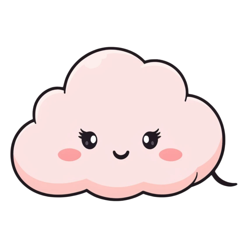 soft kawaii cloud with cute blush and eyelashes sticker