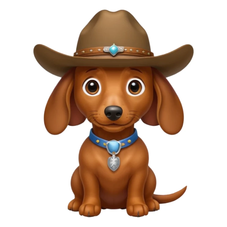A dachshund ￼dog with a cowboy hat  sticker