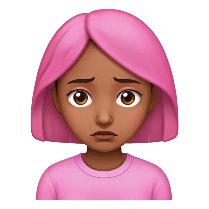 sad brown woman wearing pink sticker