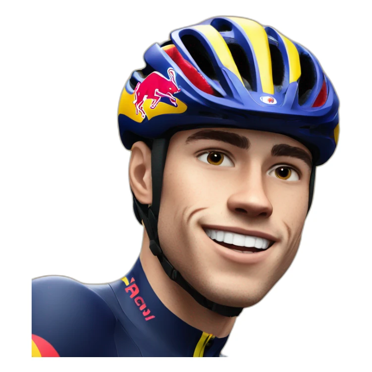 Wout Van Aert wearing red bull helmet sticker