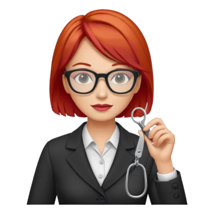 tailor woman with red hair and glasses sticker