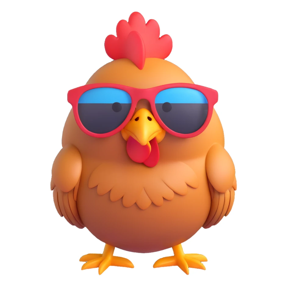 chicken in sunglasses, exuding cool attitude sticker