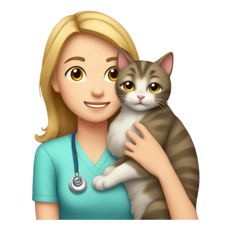 cat cuddles veterinarian girl sticker
