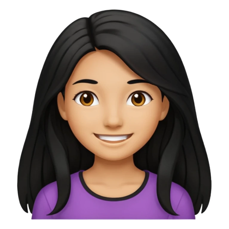 tan skin girl with long black hair smiling sticker
