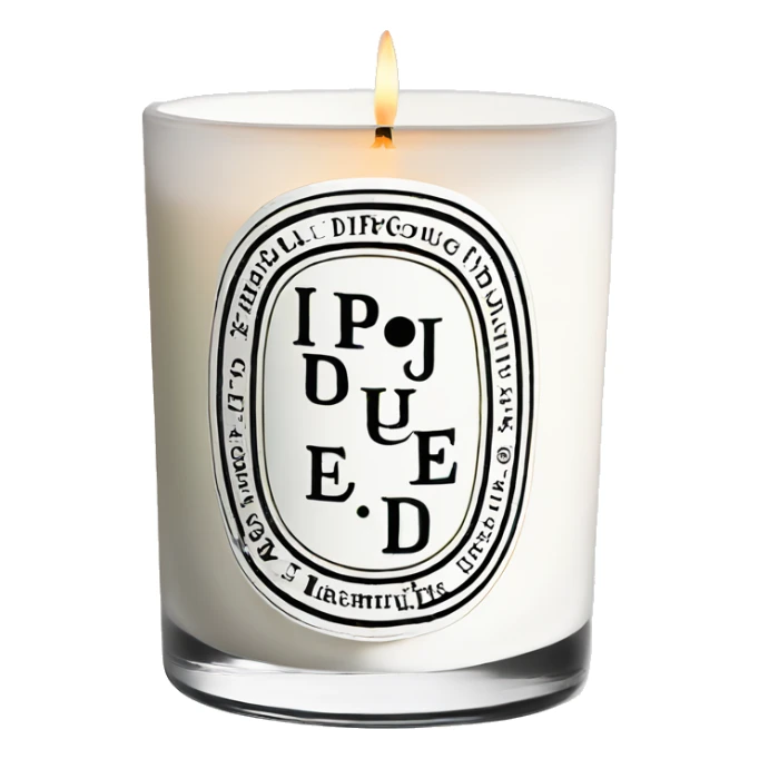 realistic white  coloured diptyque branded candle sticker