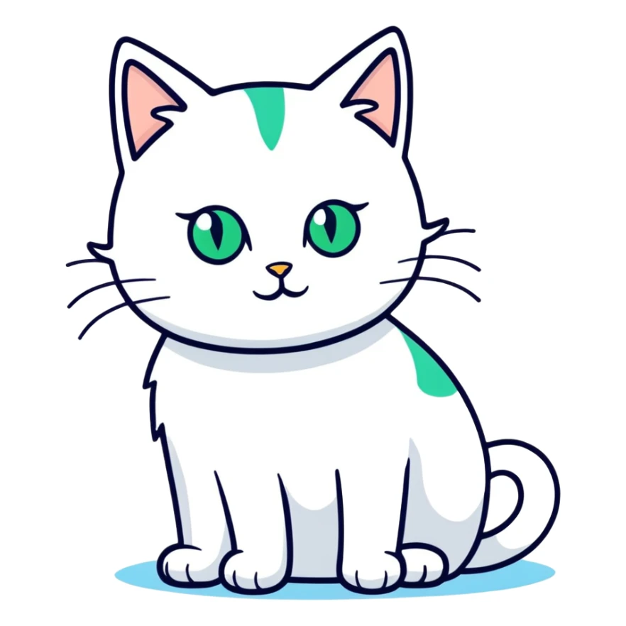 A white cat with different eyes: the left one is green, the right one is blue sticker