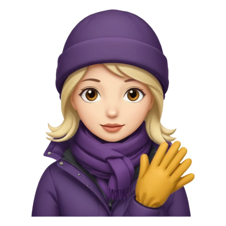 Woman bundled up with parka, hat, scarf, gloves sticker