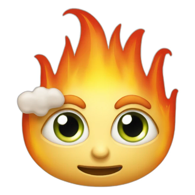 flamme avec des yeux qui sourit sticker