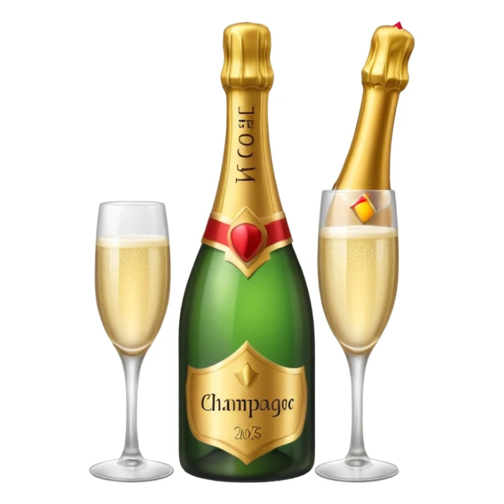 girl with Champagne bottle with party cap, only bottle. sticker