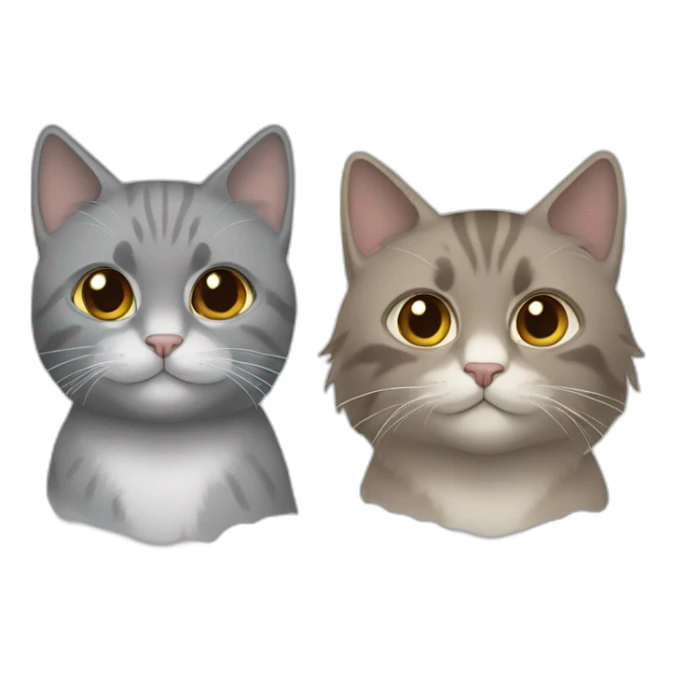 two cats, one brown long hair and one gray short hair sticker