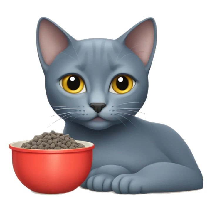 Russian Blue eating cat food sticker