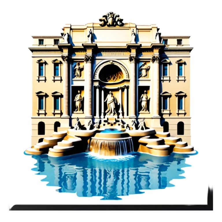 trevi fountain view from up above
no square style no frame png style 
no squared only building sticker