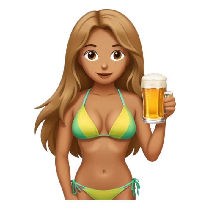 Surfer in a bikini drinking a beer sticker