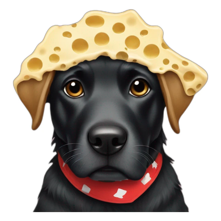 Black dog wearing a Swiss cheese bandana sticker