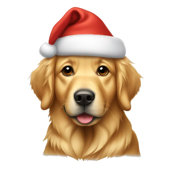 golden retriever wearing a christmas hat  sticker