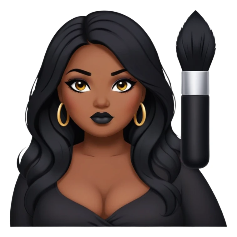 big plus size, long hair, baddie,pretty, makeup, black eyeliner, long hair sticker