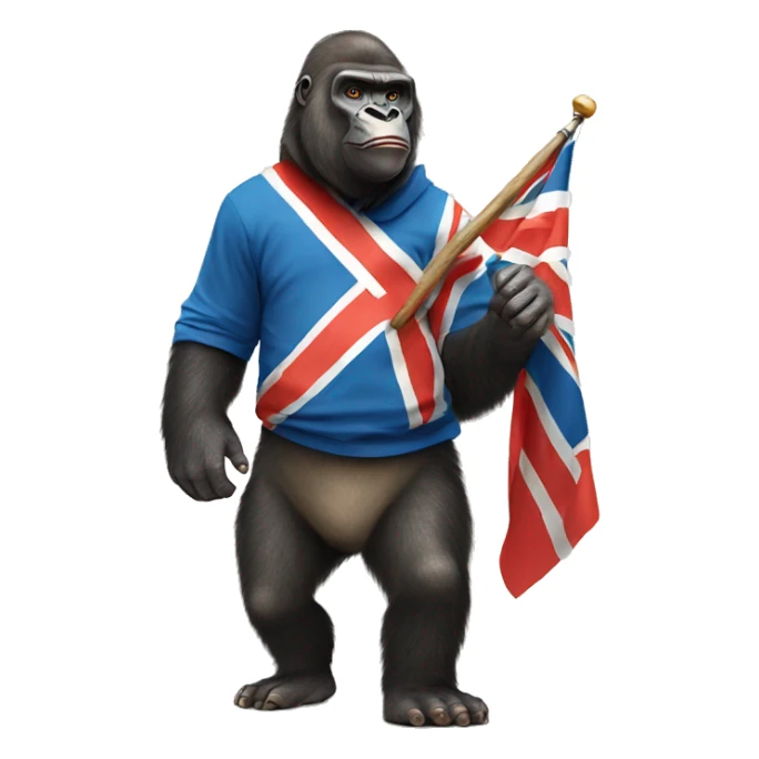 gorilla wearing paddington attire holding indian flag sticker