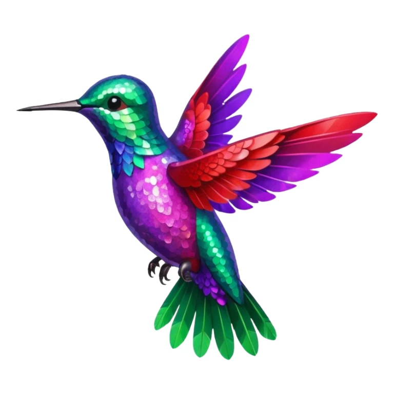 hummingbird with red and purple with glitter sticker
