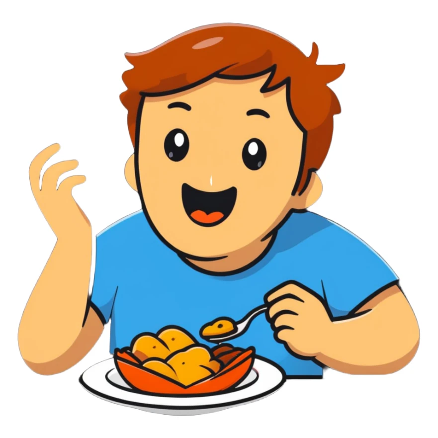 person moaning with pleasure while eating amazing food sticker